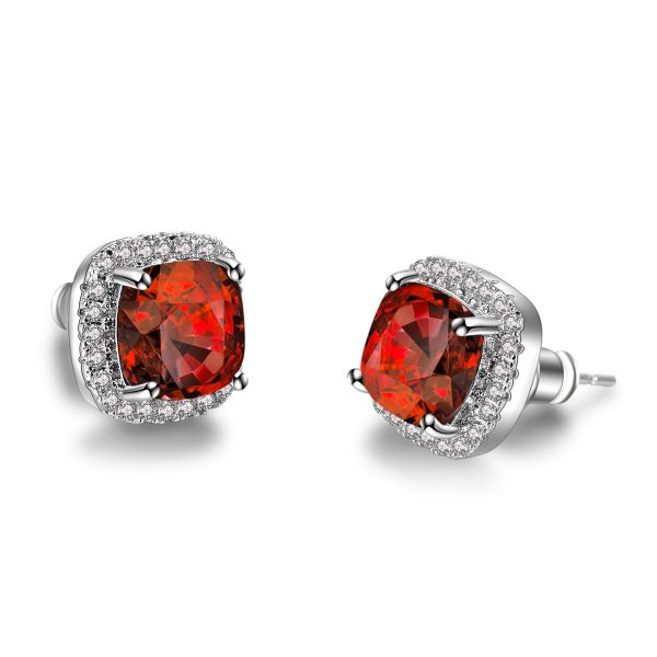 Red Princess Crystal & Cubic Zirconia Silver-Plated Halo Stud Earrings Discount